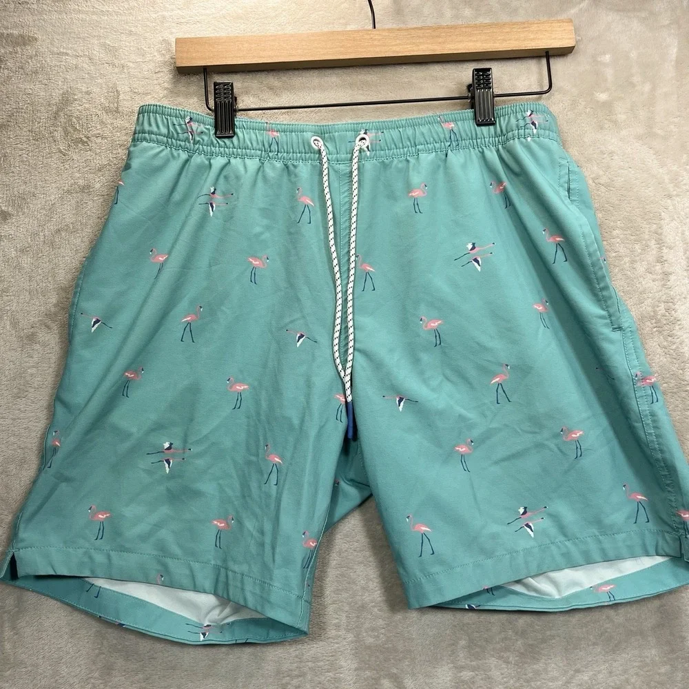 Bonobos Riviera Swim Trunks Men's S Aqua Blue Flamingos Novelty Lined